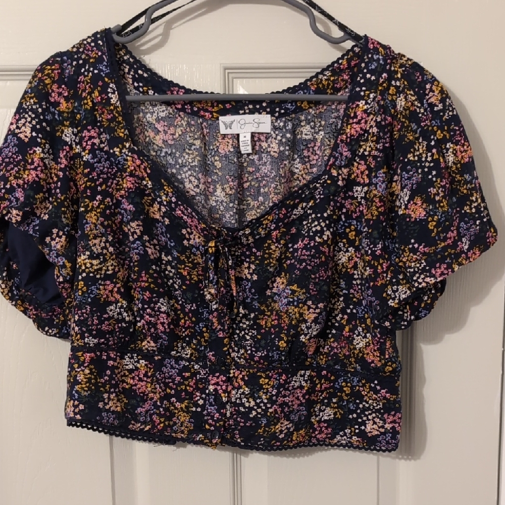 Jessica Simpson Navy Floral Blouse
